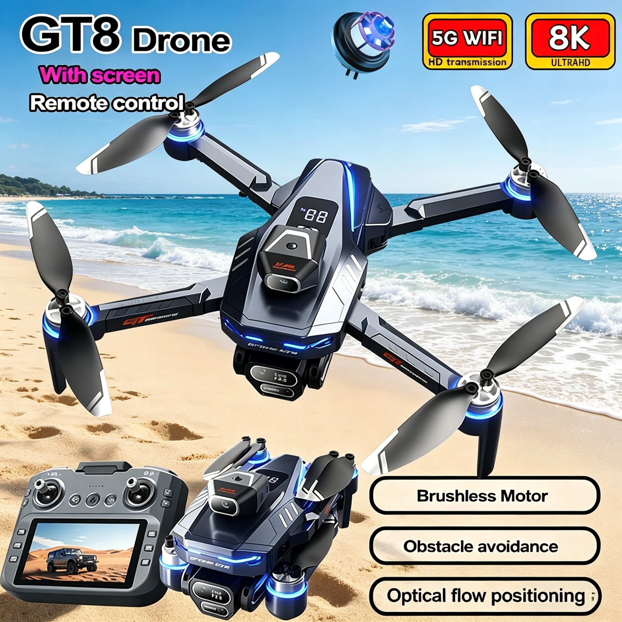 Drone Surveying - New Drone GT8 8K Professional HD